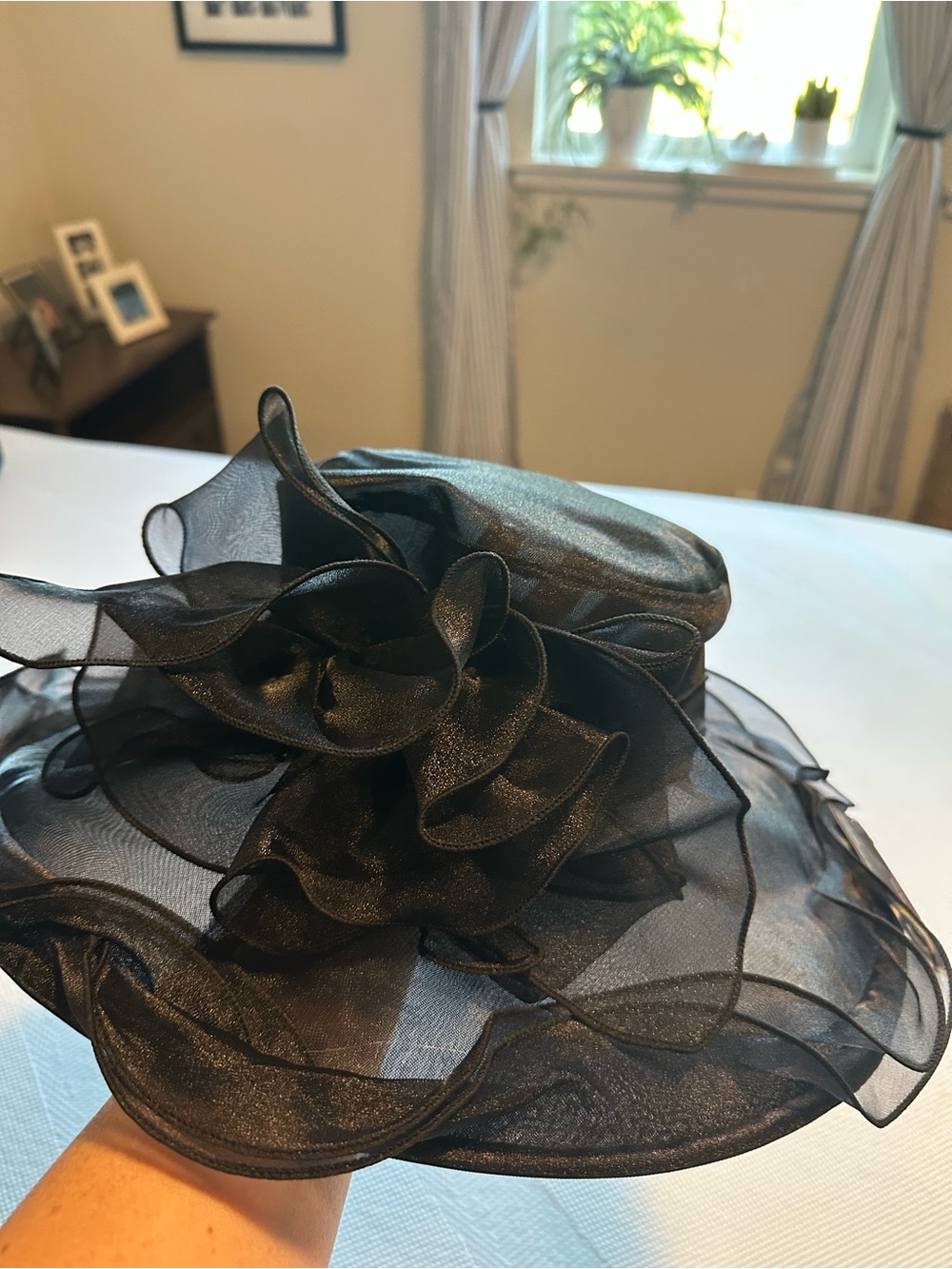 Elegant Black Organza Floral Cocktail Hat - Women Accessories